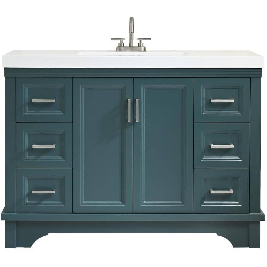 49" W x 19" D Bradford Vanity with Cultured Marble Top - 2 Door, 6 Drawer, Sage