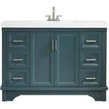 49" W x 19" D Bradford Vanity with Cultured Marble Top - 2 Door, 6 Drawer, Sage