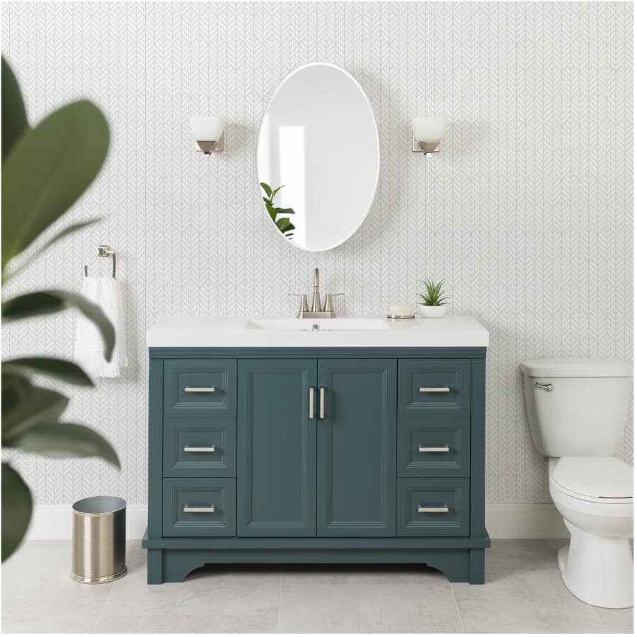 49" W x 19" D Bradford Vanity with Cultured Marble Top - 2 Door, 6 Drawer, Sage