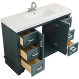 49" W x 19" D Bradford Vanity with Cultured Marble Top - 2 Door, 6 Drawer, Sage