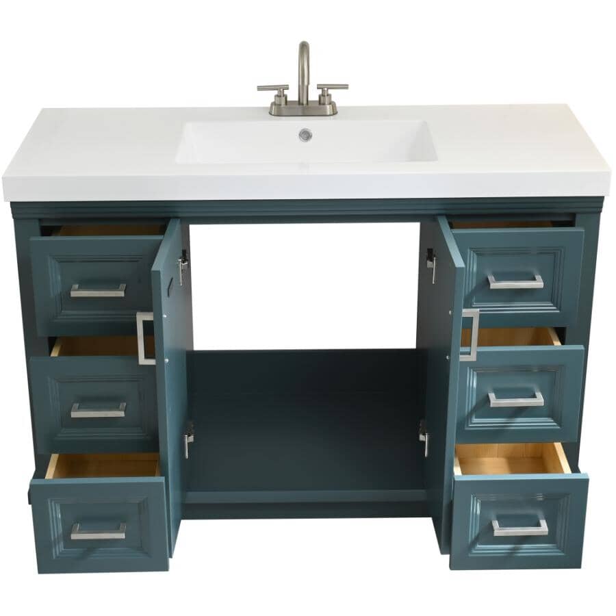 49" W x 19" D Bradford Vanity with Cultured Marble Top - 2 Door, 6 Drawer, Sage