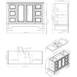 49" W x 19" D Bradford Vanity with Cultured Marble Top - 2 Door, 6 Drawer, Sage