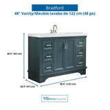 49" W x 19" D Bradford Vanity with Cultured Marble Top - 2 Door, 6 Drawer, Sage