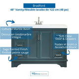 49" W x 19" D Bradford Vanity with Cultured Marble Top - 2 Door, 6 Drawer, Sage