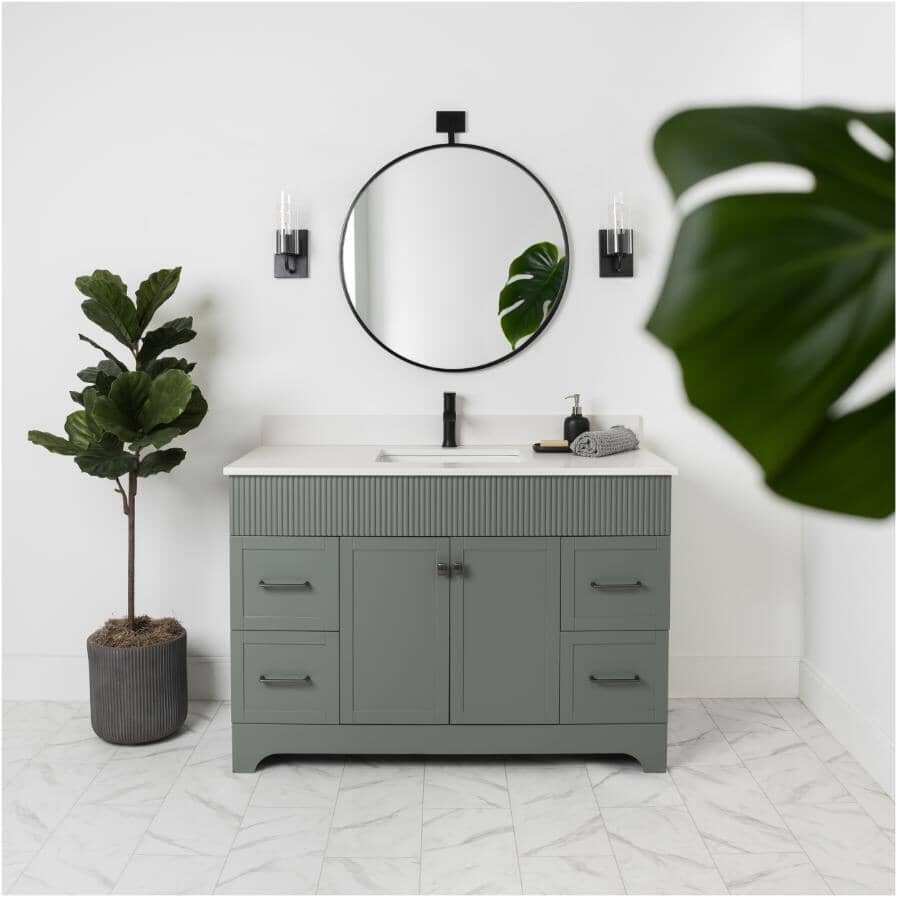 49" W x 22" D Napa Vanity with Cultured Marble Top - 2 Doors + 4 Drawers, Green