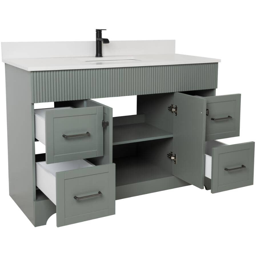 49" W x 22" D Napa Vanity with Cultured Marble Top - 2 Doors + 4 Drawers, Green