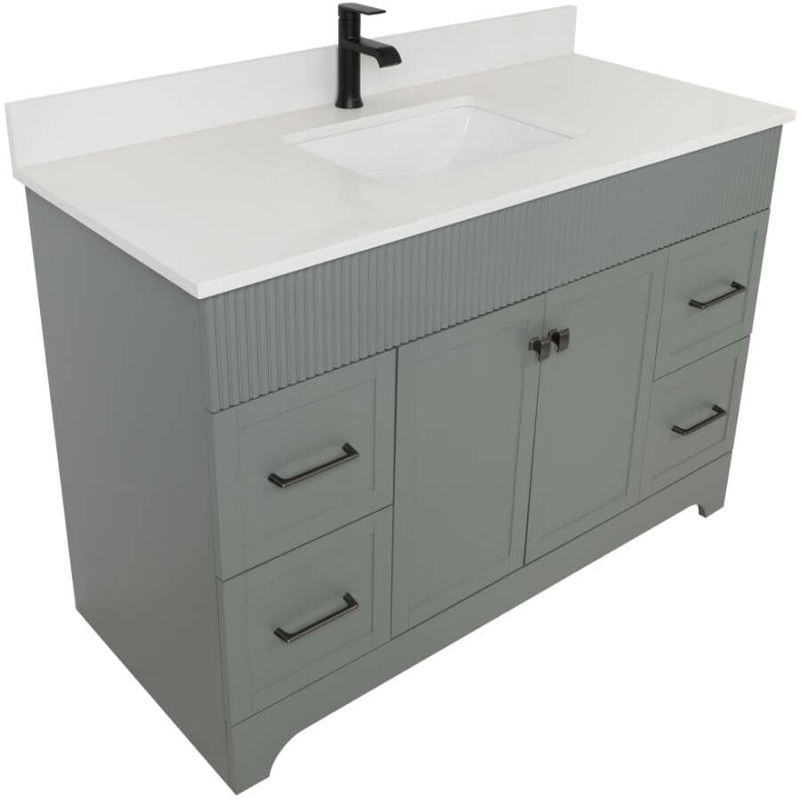 49" W x 22" D Napa Vanity with Cultured Marble Top - 2 Doors + 4 Drawers, Green