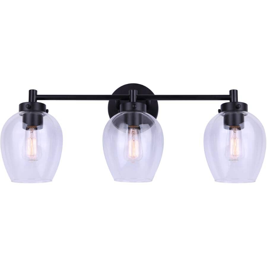 Weston 3 Light Vanity Light Fixture - Matte Black with Clear Glass