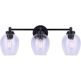 Weston 3 Light Vanity Light Fixture - Matte Black with Clear Glass