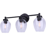 Weston 3 Light Vanity Light Fixture - Matte Black with Clear Glass