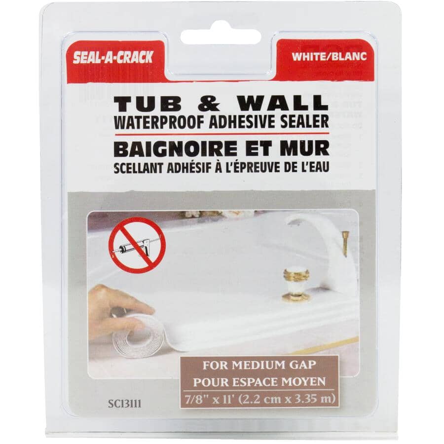 Tub & Wall Waterproof Adhesive Tape - White, 7/8" x 11'