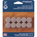 3/4" Round Heavy Duty Felt Pads - 20 Pack