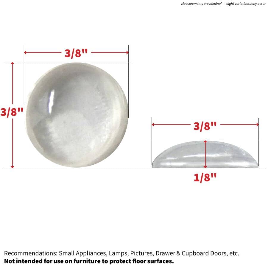 3/8" Vinyl Furniture Pads - Clear, 16 Pack