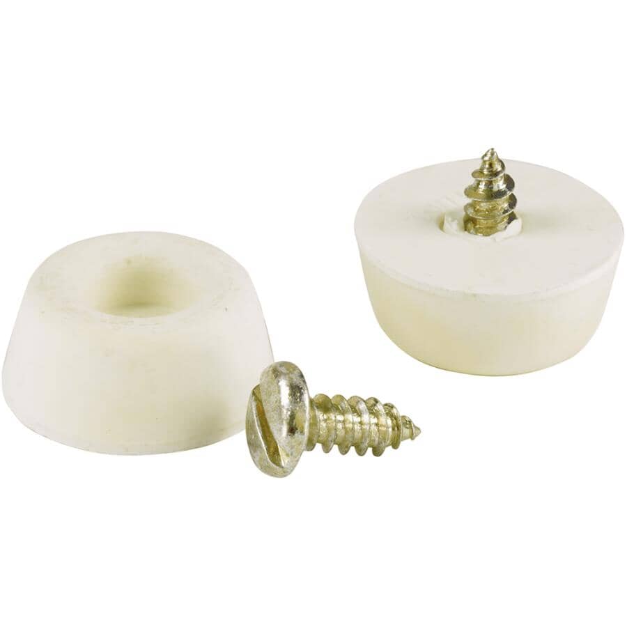 7/8" Off-White Screw-In Rubber Furniture Pads - 4 Pack