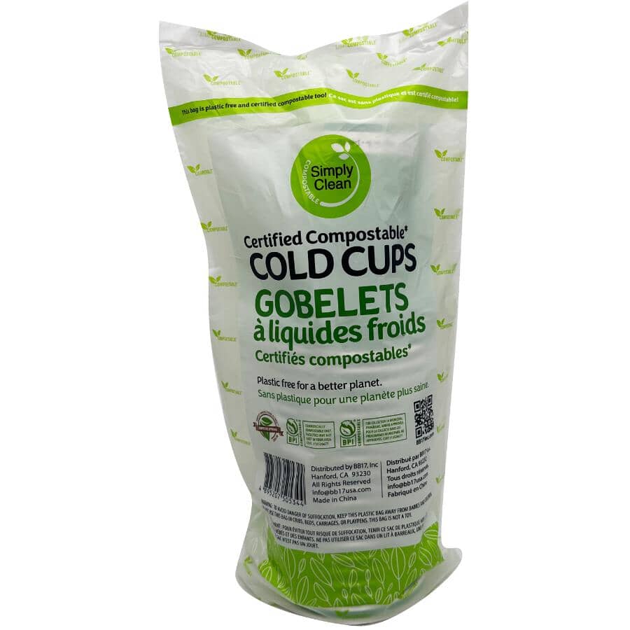 Compostable Cold Beverage Cups - Green, 12 oz, 20 Pack