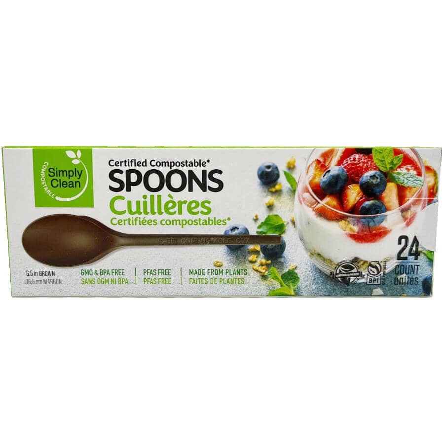 Compostable Spoons - Brown, 24 Pack