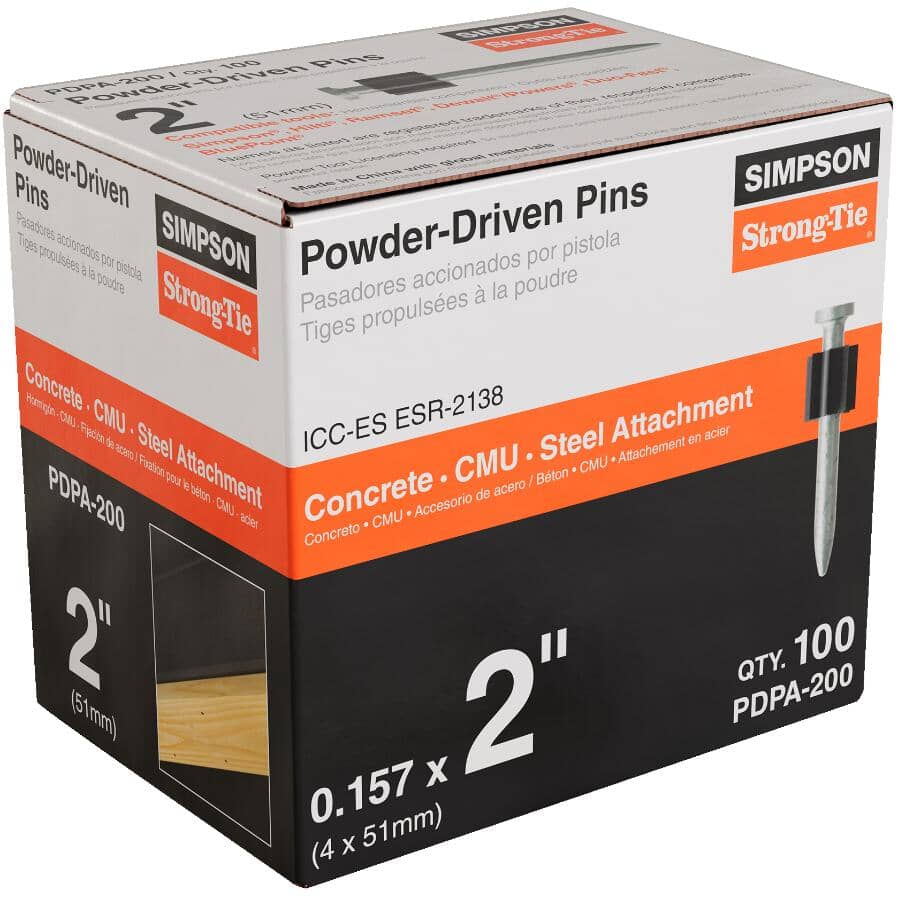 100 Pack 2" Powder Actuated Drive Pins