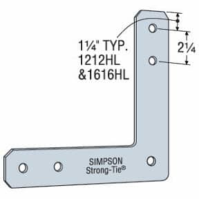 6" x 6" 14 Gauge L Strap Tie