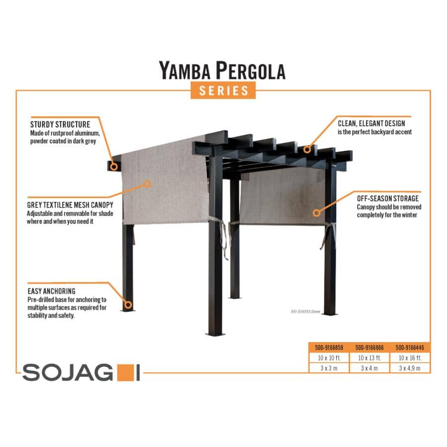 10' x 13' Yamba Aluminum Pergola - Black