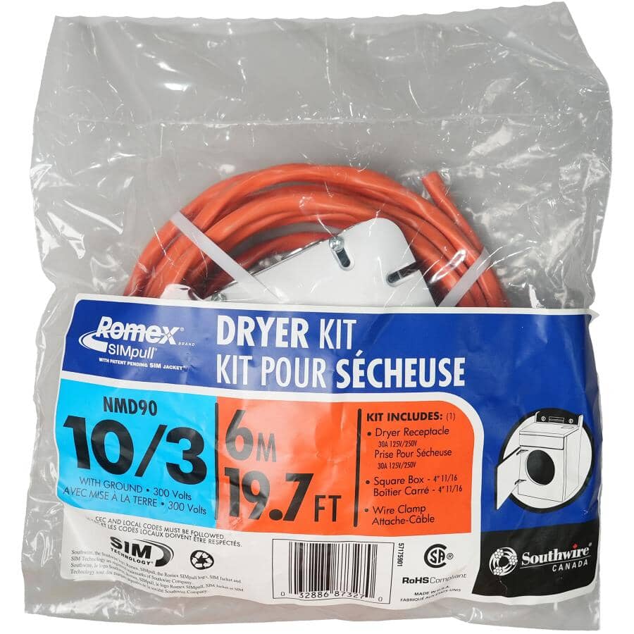 10/3 NMD-90 Copper Wire for Clothes Dryer Kit