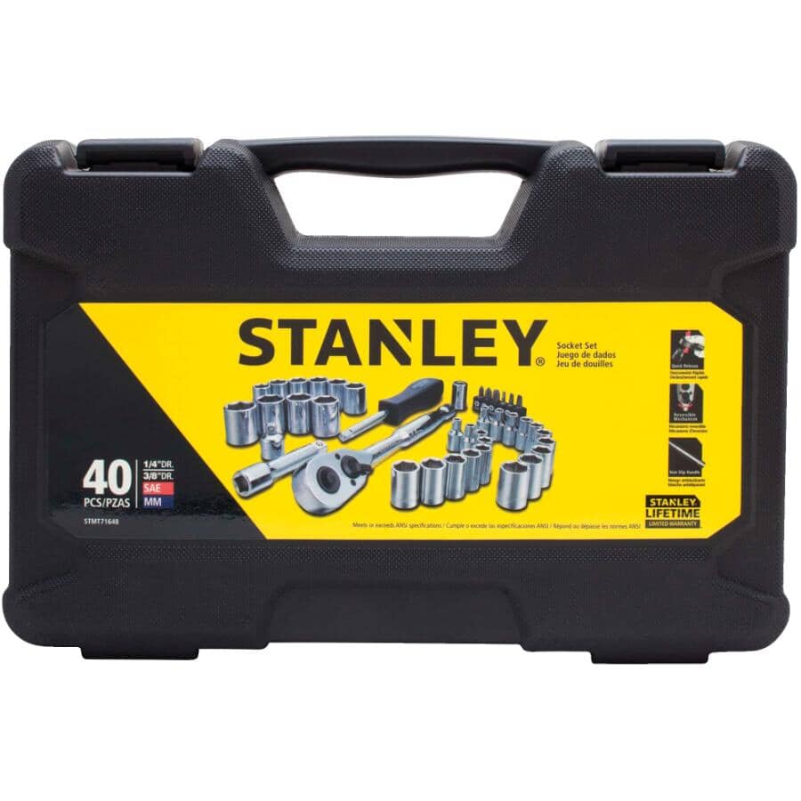 1/4" & 3/8" Drive Mechanic's Socket Set - 40 Piece, with Case