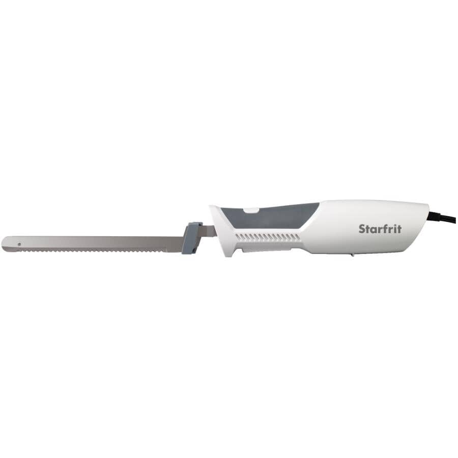 Electric Knife with Offset Blades - White