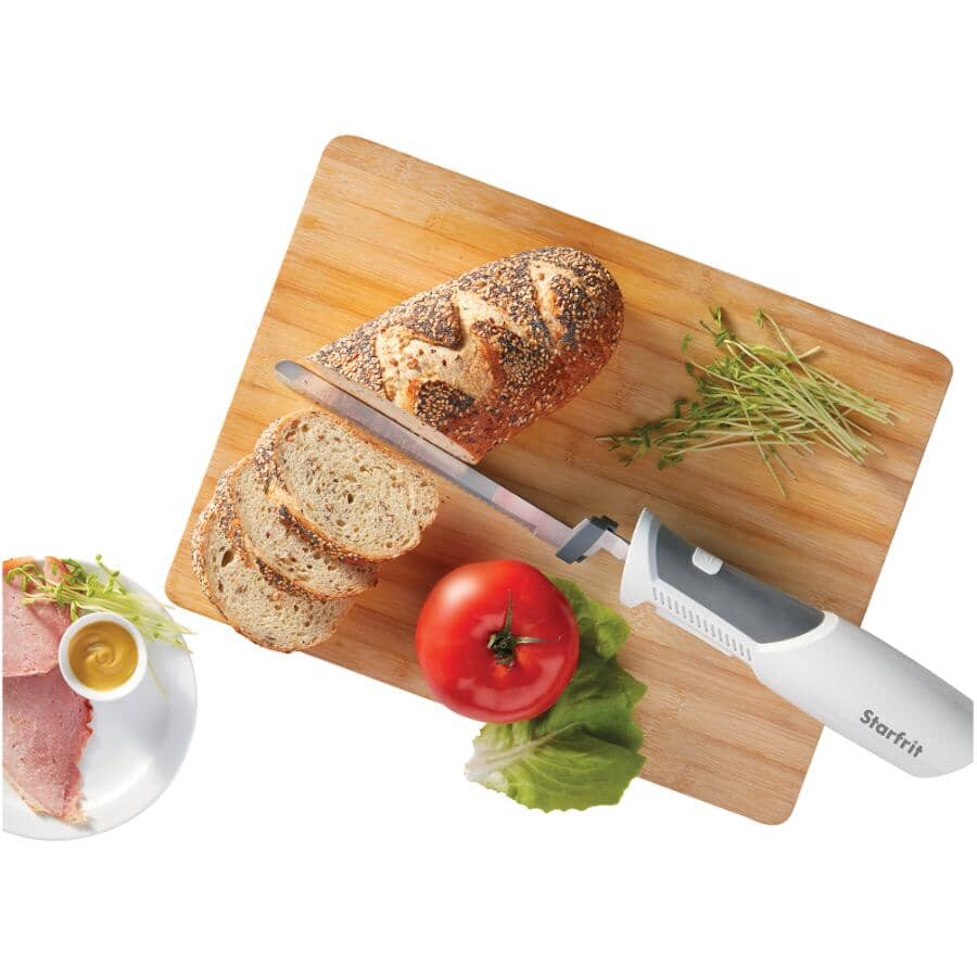 Electric Knife with Offset Blades - White