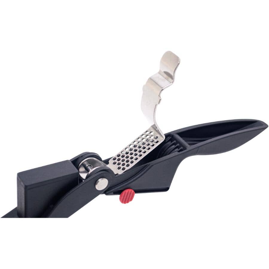Garlic Press with Scraper & Removable Metal Grill, Black