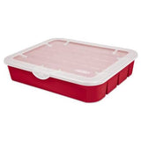 Adjustable Ornament Storage Box with Hinged Lid - Red