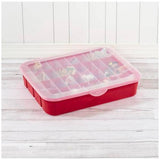 Adjustable Ornament Storage Box with Hinged Lid - Red