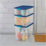 Latch & Carry Storage Box - Clear / Blue. 68 L