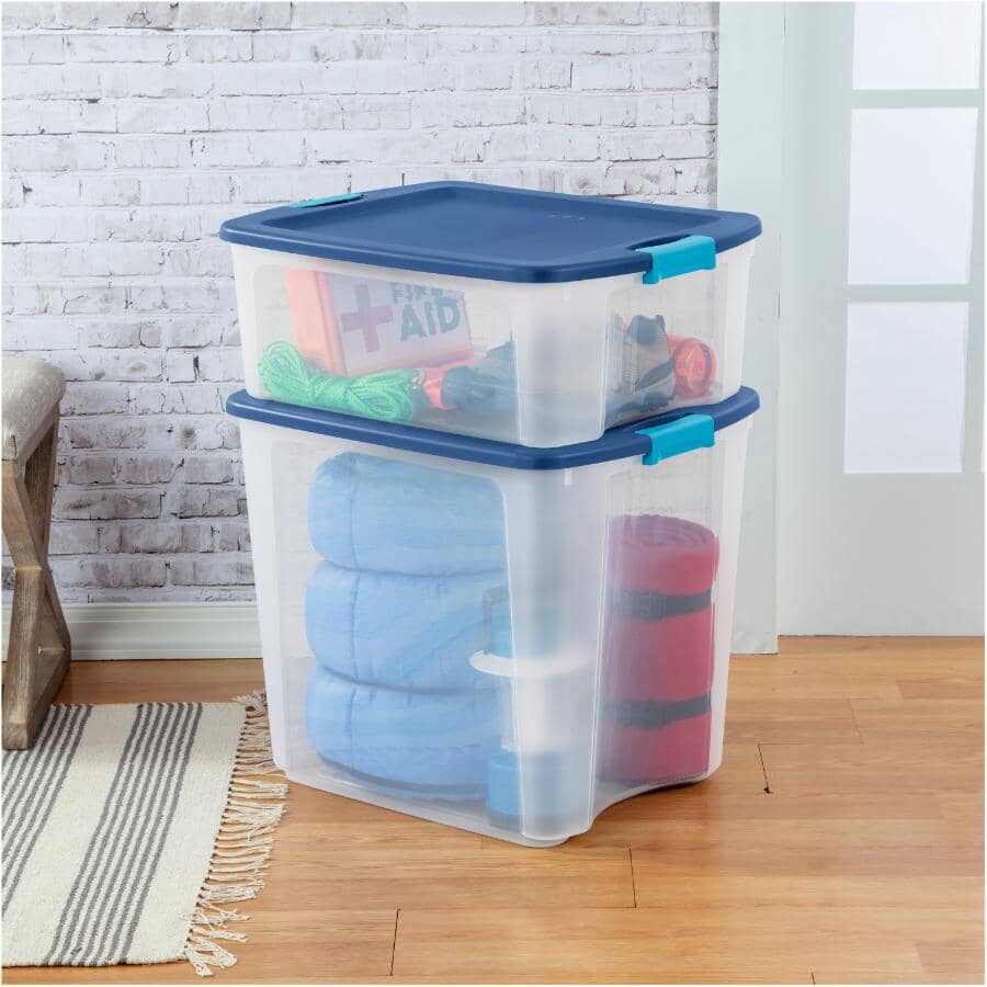 Latch & Carry Storage Box - Clear / Blue, 98 L