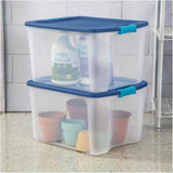 Latch & Carry Storage Box - Clear / Blue. 68 L
