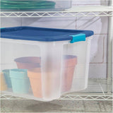Latch & Carry Storage Box - Clear / Blue. 68 L