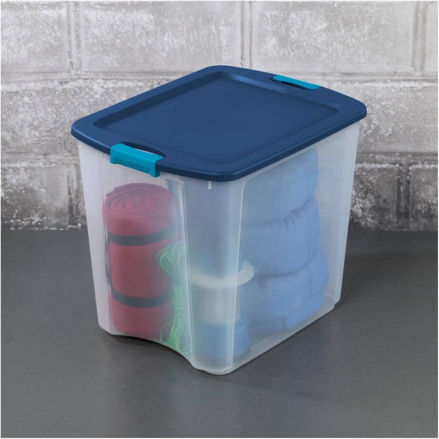 Latch & Carry Storage Box - Clear / Blue, 98 L