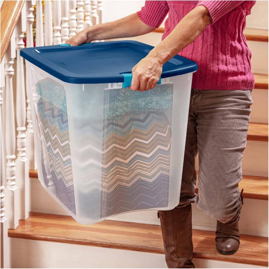 Latch & Carry Storage Box - Clear / Blue, 98 L