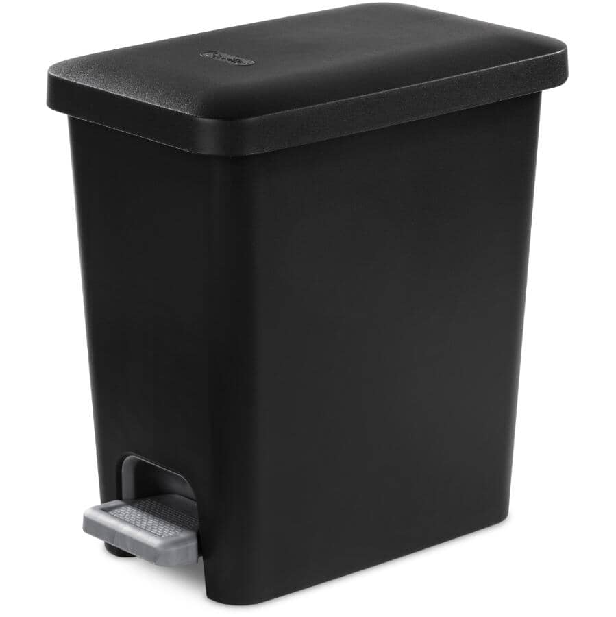 Rectangular Step-On Garbage Can - Black, 10.2 L