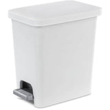 Rectangular Step-On Garbage Can - White, 10.2 L