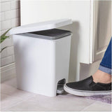Rectangular Step-On Garbage Can - White, 10.2 L