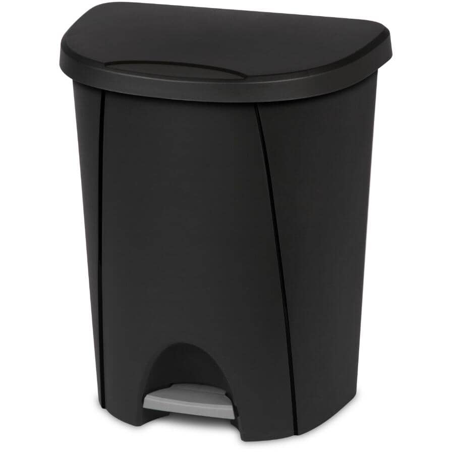 Step-On Garbage Can - Black, 25 L