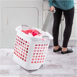 White Laundry Basket, with Wheels - 62 L