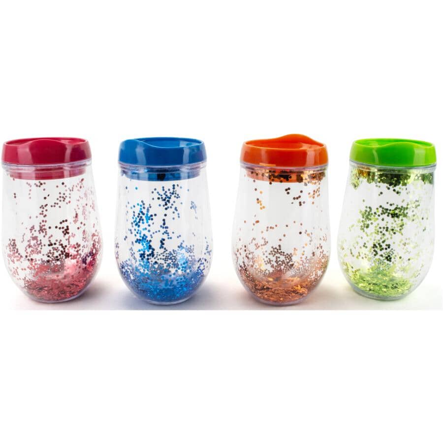 320 ml Stemless Wine Glass - Glitter, 4 Pack
