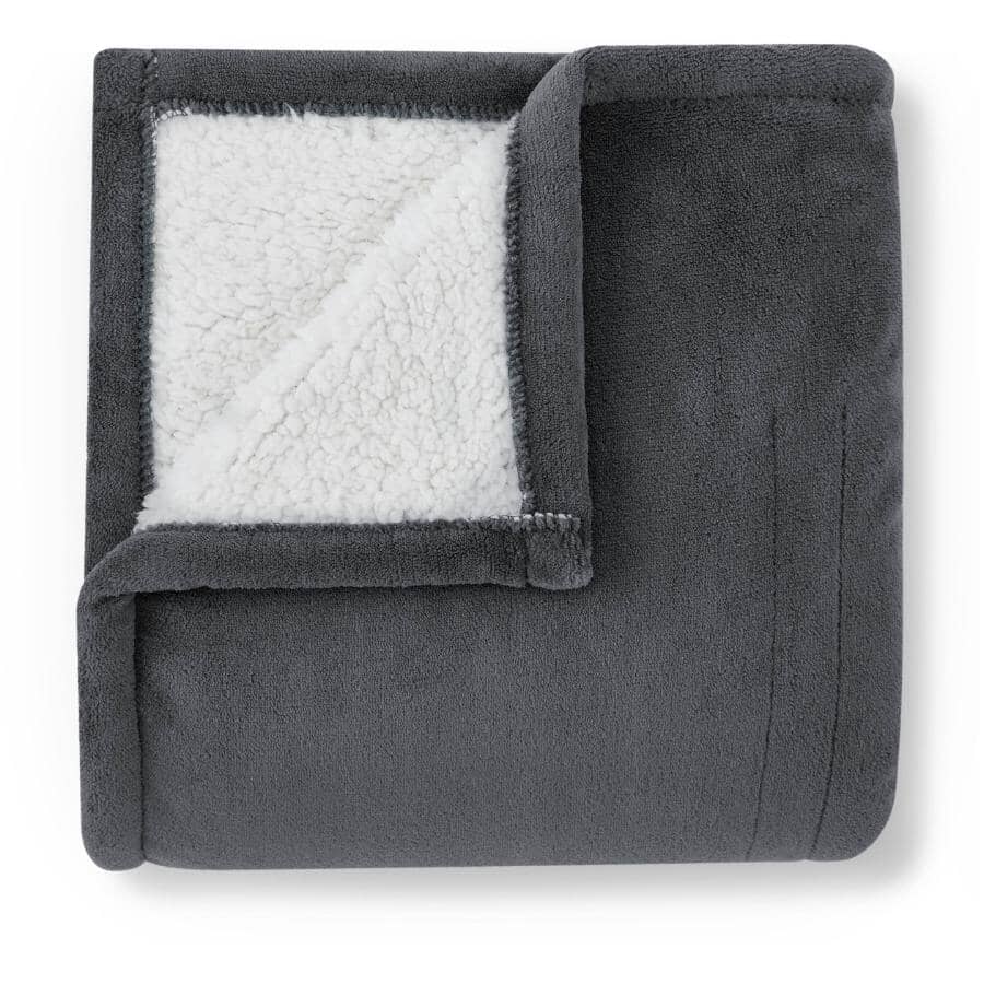 Microplush Sherpa Electric Heated Throw, Dark Shadow - 50" x 60"