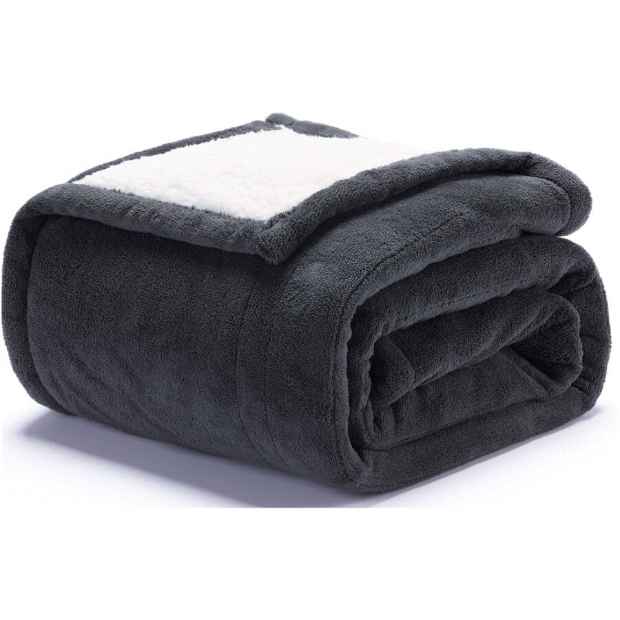 Microplush Sherpa Electric Heated Throw, Dark Shadow - 50" x 60"