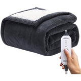 Microplush Sherpa Electric Heated Throw, Dark Shadow - 50" x 60"