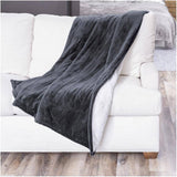 Microplush Sherpa Electric Heated Throw, Dark Shadow - 50" x 60"