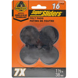 1-1/2" Round Super Sliders Felt Pads with Gorilla Glue Technology, Brown - 16 Pack