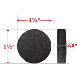1-1/2" Round Super Sliders Felt Pads with Gorilla Glue Technology, Brown - 24 Pack