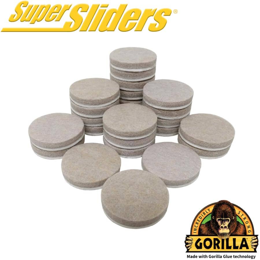 1-1/2" Super Sliders Felt Pads with Gorilla Glue Technology, Beige - 24 Pack