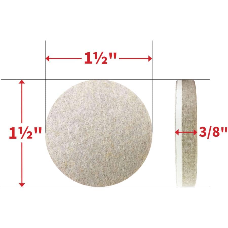 1-1/2" Super Sliders Felt Pads with Gorilla Glue Technology, Beige - 24 Pack